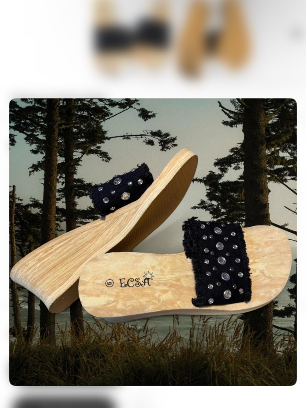 Escada Black Jeweled Slide Sandals